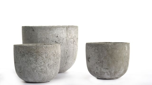 Concrete cement gray pots